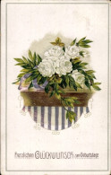 CPA Glückwunsch Geburtstag, Blumen, Weiße Rosen - Birthday