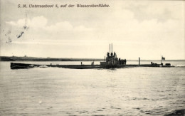 CPA Deutsches Unterseeboot, U-Boot SM U 5 Auf Der Wasseroberfläche, Kaiserliche Marine - Other & Unclassified