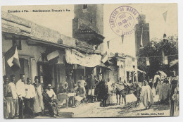 MAROC CARTE EXCURSION A FEZ ETABLISSEMENTS FRANCAIS + CACHET VIOLET CAMPAGNE DU MAROC CASABLANCA - Storia Postale