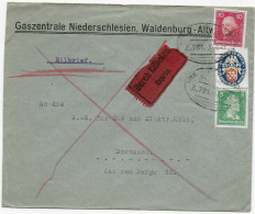 Eilboten Gaszentrale Niederschlesien: Waldenburg, Bahnpoststempel  1927 - Brieven En Documenten