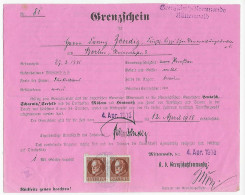 Früher Grenzschein, Berlin, Grenzschutzkommando Mittenwald 1918 Für Österreich - Brieven En Documenten