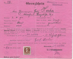 Früher Grenzschein, Von München Grenzschutzkommando Mittenwald 1918, Österreich - Briefe U. Dokumente