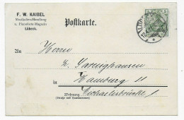Postkarte Musikalien-Handlung, Piano, Lübeck Nach Hamburg, 1911 - Lettres & Documents