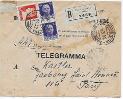 Einschreiben Ventimiglia Nach Paris, Telegram 7F,  1932 - Sin Clasificación