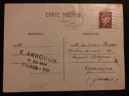 CP EP PETAIN 1F20 OBL.MEC.14 II 1944 PARIS 43 + E ARROUCH Pour BESSOIC Médecin HOPITAL BREZEUX à QUIMPER (29) - WW II