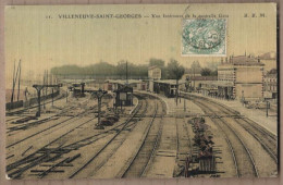 CPA 94 - VILLENEUVE SAINT GEORGES - Vue Intérieure De La Nouvelle Gare - TB  PLAN VOIES CHEMIN DE FER WAGONS QUAIS - Villeneuve Saint Georges