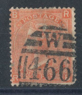 GB  N°32 Victoria 4p Rouge-orange De 1865 Planche 10 - Gebraucht