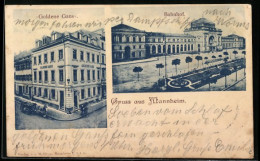 AK Mannheim, Gasthaus Goldene Gans, Bahnhof  - Mannheim