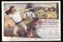 Künstler-AK Pforzheim, Oberrheinisches Kreisturnfest 1902, Steinstosser  - Andere & Zonder Classificatie
