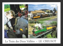 CPM.   Le Creusot.  Le Train Des Deux Vallées.   Postcard. - Gares - Avec Trains