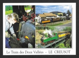 CPM.   Le Creusot.  Le Train Des Deux Vallées.   Postcard. - Stations - Met Treinen