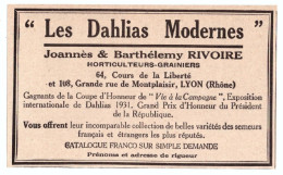 1932 - Publicité - Joannès Et Barthélemy Rivoire Horticulteurs Au 64 Cours De La Liberté à Lyon - Reclame