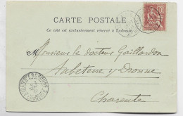 MOUCHON 10C CARTE EGLISE AULNAY DE SAINTONGE + INFANTERIE 6 SEPT 01 35E DIVon - Militärstempel Ab 1900 (ausser Kriegszeiten)