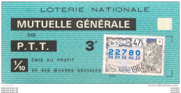 BILLET DE LOTERIE NATIONALE 1964 MUTUELLE GENERALE DES PTT - Biglietti Della Lotteria