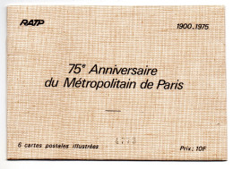 75  PARIS  -  75è Anniversaire Du Métropolitain - Pochette, 6 CP,cachet à Date, Exemplaire Numéroté - Metro, Estaciones