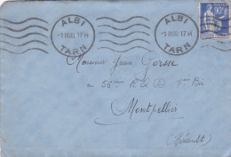 1939--lettre ALBI--81 Pour MONTPELLIER-34 - Type Paix ,beau Cachet Mécanique Du  1-3-39 - 1921-1960: Modern Tijdperk