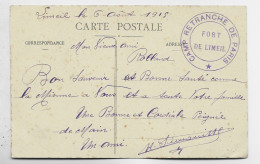 LIMEIL SEINE ET OISE CACHET VIOLET CAMP RETRANCHE DE PARIS FORT DE LIMEIL 1915 SUR CARTE VALENTON - Guerre De 1914-18