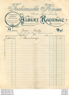 FACTURE  ALBERT RADENAC TROYES 1908 CHAPELIER GANTIER - 1900 – 1949
