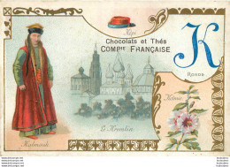 CHROMO CHOCOLATS ET THES COMPAGNIE FRANCAISE  LETTRE K  KALMOUK - Autres & Non Classés