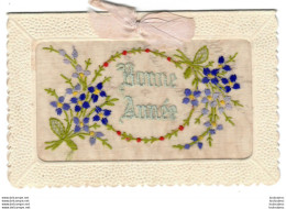 CARTE BRODEE OUVRANTE BONNE ANNEE AVEC NOEUD - Embroidered