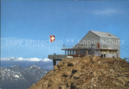 12221455 Lenzerheide Valbella Gipfelrestaurant Parpaner Rothorn Fernsicht Flagge - Sonstige & Ohne Zuordnung