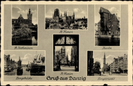 CPA Gdańsk Danzig, Krantor, Langebrücke, Langemarkt, Sankt Marien - Danzig