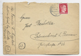 GERMANY HITLER 12C SOLO LETTRE BRIEF BOCHUM 12.6.1944 TO BREMEN - Brieven En Documenten