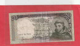 BANCO DE PORTUGAL  .  20 ESCUDOS . S. ANTONIO . 26-5-1964 .  N°  ASX 51721 . 2 SCANNES . BILLET USITE - Portugal