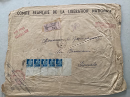 Alger Comité De La Libération (griffe Recommandée) + Càd Gouvernement Provisoire & Com. Aux Colonies Pr Douala - Guerre De 1939-45