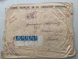 Alger Comité De La Libération (griffe Recommandée) + Càd Gouvernement Provisoire & Com. Aux Colonies Pr Douala - WW II