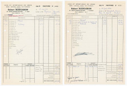 Factures Des 17-03 / 15-06-1972 à En-tête De ROBERT MARGARON à Saint Laurent Du Pont Isère 38 Vins Et Spiritueux En Gros - 1950 - ...