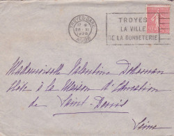 1928--lettre De TROYES- 10 Pour SAINT DENIS-- Type Semeuse Lignée, Cachet Mécanique Du  28-11-28--Ville De La Bonneterie - 1921-1960: Modern Period