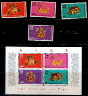 HONG KONG 1998 CHINESE NEW YEAR YEAR OF THE TIGER MI No 834-7+BLOCK 57 MNH VF!! - Nuevos