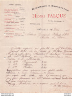 MARSEILLE 1918 HENRI FALQUE COMMISSION ET EXPORTATION R36 - 1900 – 1949