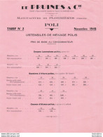 PLOMBIERES 1948 DE PRUINES ET CIE  USTENSILES DE MENAGE VERNIS TARIF N°2 - 1900 – 1949