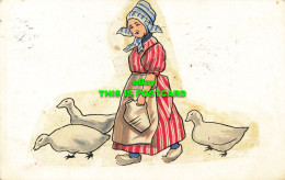 R595177 A Woman With Three Geese - Welt