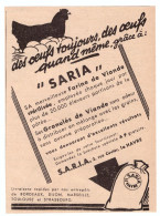 1932 - Publicité - Aliments Pour Poules Saria - Le Havre (Seine-Maritime) - Werbung