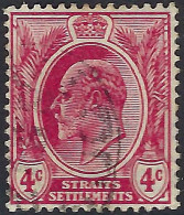 MALAYA STRAITS SETTLEMENTS 1911 KEDVII 4c Claret SG156 FU - Straits Settlements