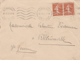 1932--lettre De BORDEAUX-33 Pour VILLENOUVELLE-31 -Paire De Semeuse, Cachet Mécanique Du 15-5-32 - 1921-1960: Moderne