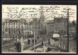 AK Kiel, Bollhörnstrasse Mit Drehbrücke, Segelboot  - Kiel