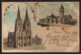 Lithographie Köln A. Rh., Dom Und Hauptbahnhof  - Köln