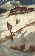 11774811 Taunton Deane Cottage In The Mountains In Winter Painting Tuck Oilette  - Sonstige & Ohne Zuordnung