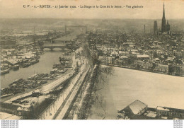 ROUEN  LA CRUE DE LA SEINE ET LA NEIGE 1910 VUE GENERALE  Ref1 - Rouen