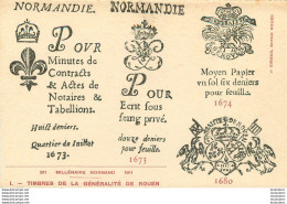 MILLENAIRE NORMAND TIMBRES DE LA GENERALITE DE ROUEN  N°1 - Matasellos Generales