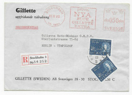 Einschreiben Stockholm 1963 Nach Berlin: Gilette Werbung - Andere & Zonder Classificatie