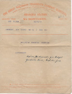 Telegram Von Hamburg 1913 Nach Shanghai - Deutsche Post In China