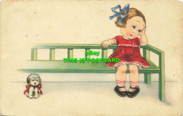 R598616 Greeting Card. The Girl Is Sitting On A Bench. Next To The Dog. H. B. 19 - World