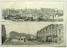 Les Nouvelles Constructions De L'école Des Médecine - Vue Prise De La Rue Racine - Page Original 1884 - Historical Documents