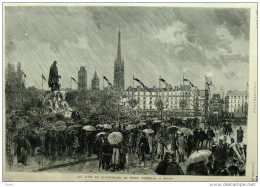 Rouen - Les Fêtes Du Bi-Centenaire De Pierre Corneille - Manifestation Devant La Statue Corneille - Page Original 1884 - Historische Dokumente