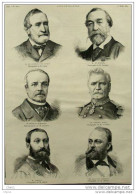 M. De Durfort De Civrac - M. Du Moncel - Général Wimpffen - Général Borel - Auguste Bonheur - Page Original - 1884 - Historical Documents